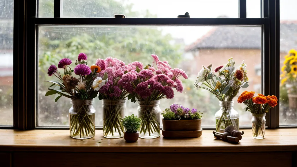 Floristenhände, die weiße Anemonen in einem Wassereimer sortieren, Fokus auf Wassertropfen und Blüten.