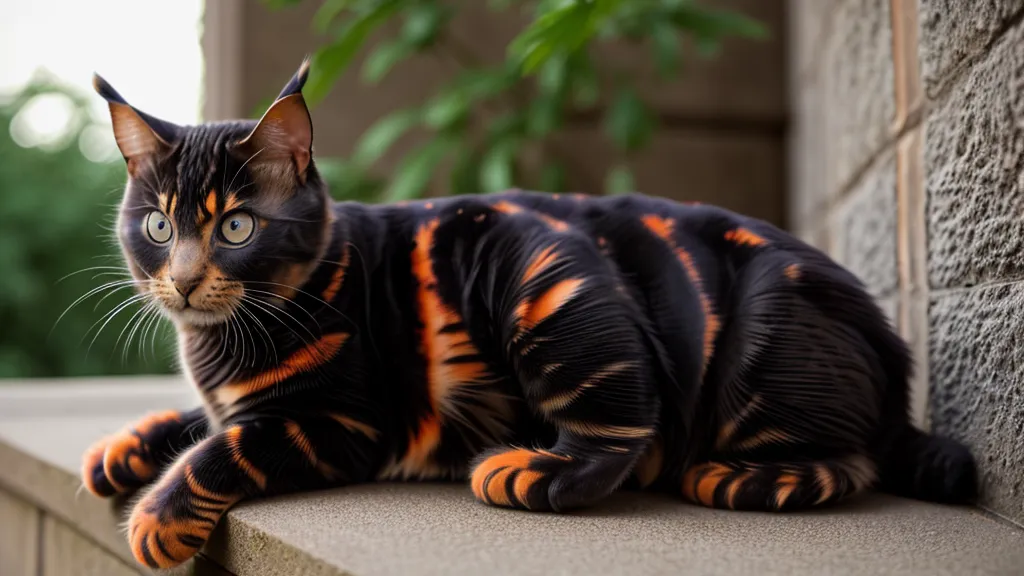 Schildpattkatze Zwetschge schläft friedlich auf einem Fensterbrett im Bremer Viertel.
